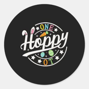 Pegatina Redonda Un amordazado conejito terapeuta ocupacional oreja