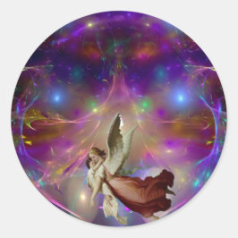 Pegatina Redonda Un ángel espera