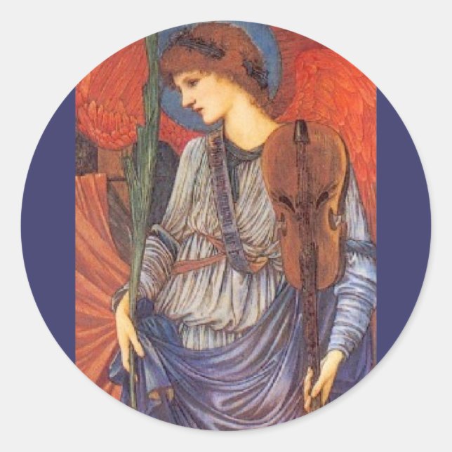 Pegatina Redonda Un ángel musical (Anverso)