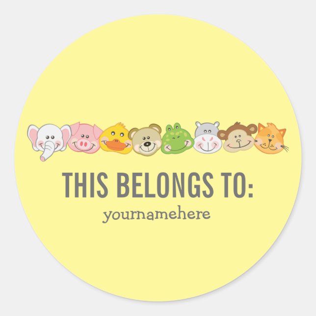 Pegatina Redonda Un animal lindo se enfrenta a esta pertenencia al  (Anverso)