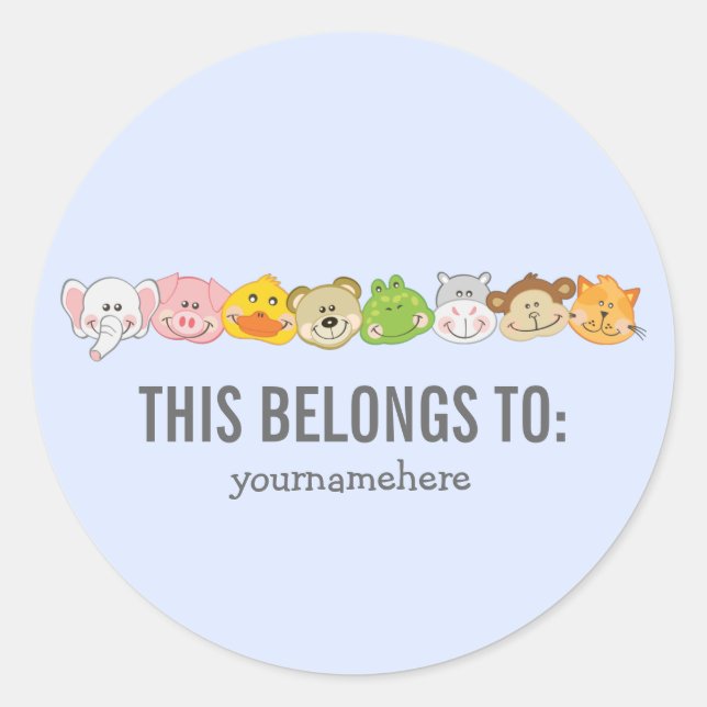 Pegatina Redonda Un animal lindo se enfrenta a esta pertenencia al  (Anverso)