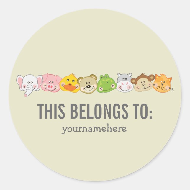 Pegatina Redonda Un animal lindo se enfrenta a esta pertenencia al  (Anverso)