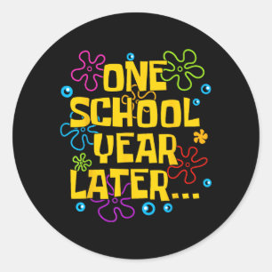 Pegatina Redonda Un Año Escolar Después Verano Último Día De Escuel