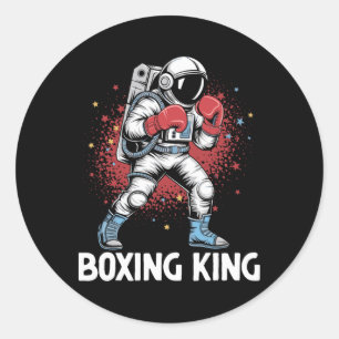 Pegatina Redonda Un astronauta boxeo King Boxer fuerza deportiva At