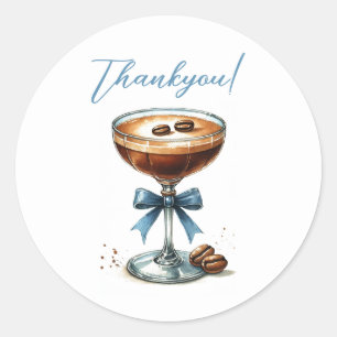 Pegatina Redonda Un Baby Shower azul Martini Tini