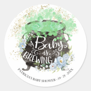 Pegatina Redonda Un bebé está en camino Halloween Baby Shower  Clás