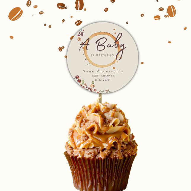 Pegatina Redonda Un bebé está preparando café Baby Shower Gracias (Subido por el creador)