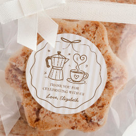 Pegatina Redonda Un bebé está preparando café gracias