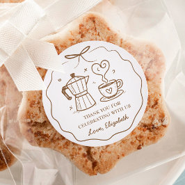 Pegatina Redonda Un bebé está preparando café gracias