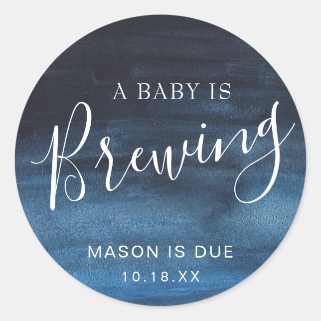 Pegatina Redonda Un bebé está preparando el favor de Baby Shower de (Anverso)