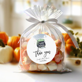 Pegatina Redonda un bebé está preparando Halloween Baby Shower Blue