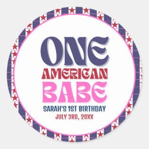 Pegatina Redonda Un bebé norteamericano 4 de julio, cumpleaños
