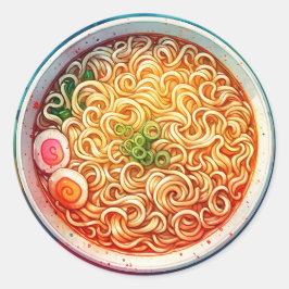 Pegatina Redonda Un bol de fideos de Ramen