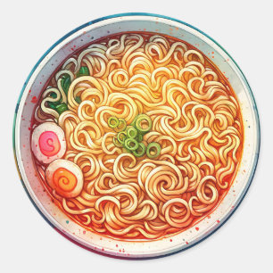 Pegatina Redonda Un bol de fideos de Ramen