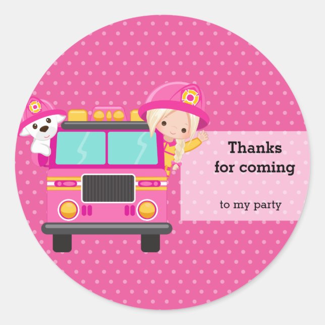 Pegatina Redonda Un bombero muy lindo (Anverso)