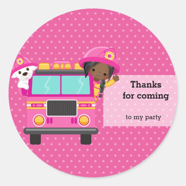 Pegatina Redonda Un bombero muy lindo (Anverso)