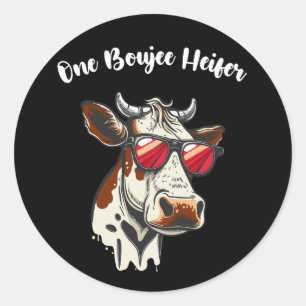 Pegatina Redonda Un Boujee Heifer Funny Cow Vintage Retro