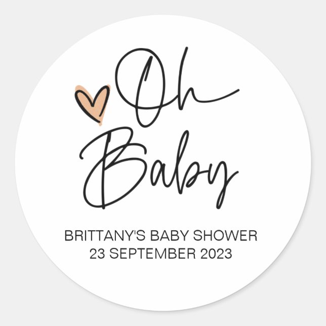 Pegatina Redonda Un Chica de Baby Shower Gracias. (Anverso)