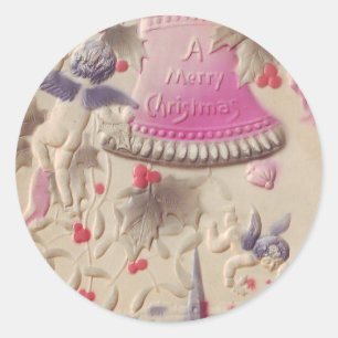 Pegatina Redonda Un chica del holandés de las Felices Navidad