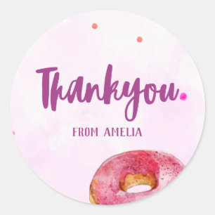 Pegatina Redonda Un chica dulce de donut 1 cumpleaños