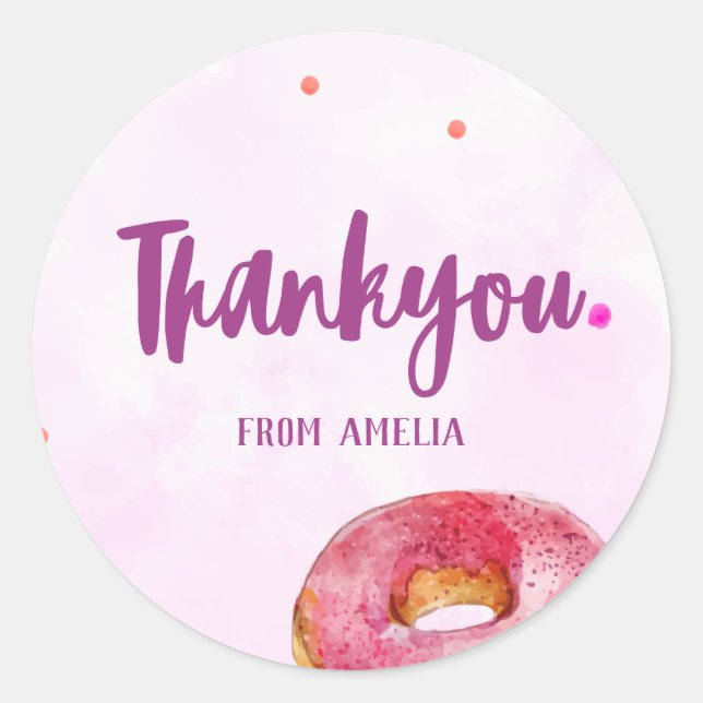 Pegatina Redonda Un chica dulce de donut 1 cumpleaños (Anverso)