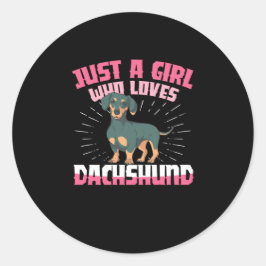 Pegatina Redonda Un Chica que ama a Dachshund