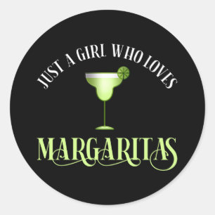 Pegatina Redonda Un Chica que ama a Margaritas