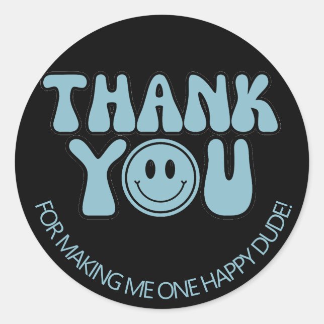 Pegatina Redonda Un chico feliz primer Fiesta de cumpleaños (Anverso)