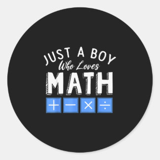 Pegatina Redonda Un chico que ama el álgebra de matemáticas diverti