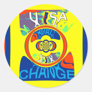 Pegatina Redonda Un colorido cambio en Estados Unidos: Un diseño fe