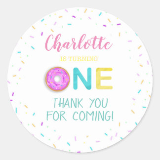 Pegatina Redonda Un cumpleaños de donut