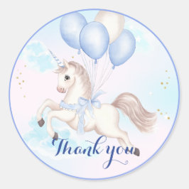 Pegatina Redonda Un cumpleaños mágico con unicornio