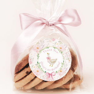 Pegatina Redonda Un cumpleaños rosado de Rubor poco agradable graci