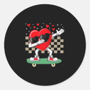 Pegatina Redonda Un Dabbing El día de San Valentín de patinaje para