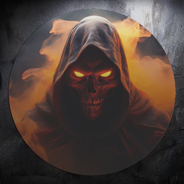 Pegatina Redonda Un demonio oscuro con naranja humo halloween (Subido por el creador)