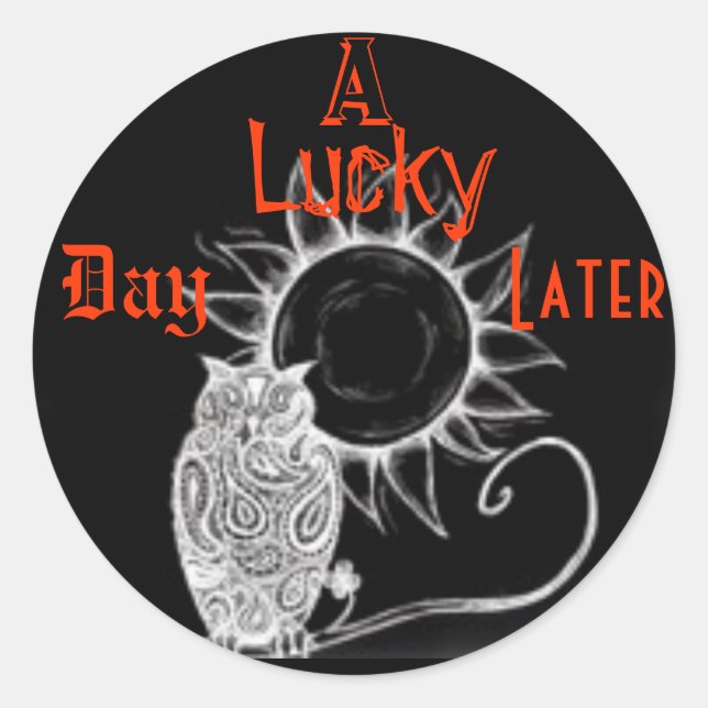 Pegatina Redonda Un día afortunado después (Anverso)