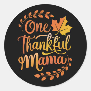 Pegatina Redonda Un día de acción de gracias por la mamá, un otoño