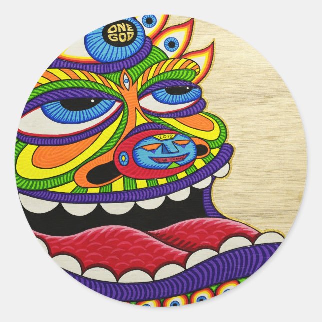 Pegatina Redonda Un Dios (Anverso)