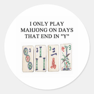 Pegatina Redonda un diseño divertido de mahjong