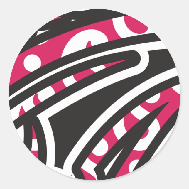 Pegatina Redonda Un diseño paisajístico decorativo con un rojo inte (Anverso)