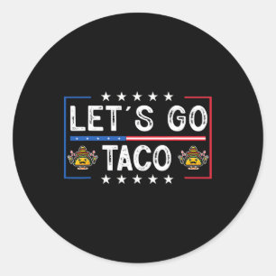 Pegatina Redonda Un divertido retro a la moda vamos al taco