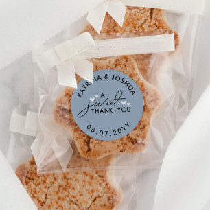 Pegatina Redonda Un dulce agradecimiento a Ash Blue Hearts Wedding 