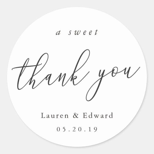 Pegatina Redonda Un dulce agradecimiento a la novia ducha favor de  (Anverso)