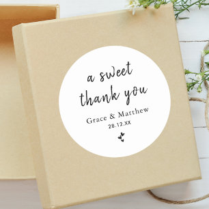 Pegatina Redonda Un dulce agradecimiento: Favor de boda minimalista