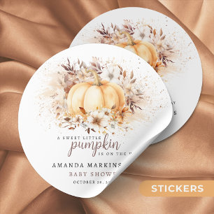 Pegatina Redonda Un dulce calabaza de Baby Shower neutral