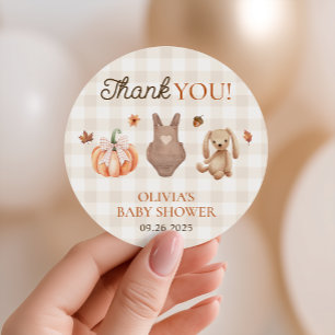 Pegatina Redonda Un dulce calabaza Neutral Cae Baby Shower
