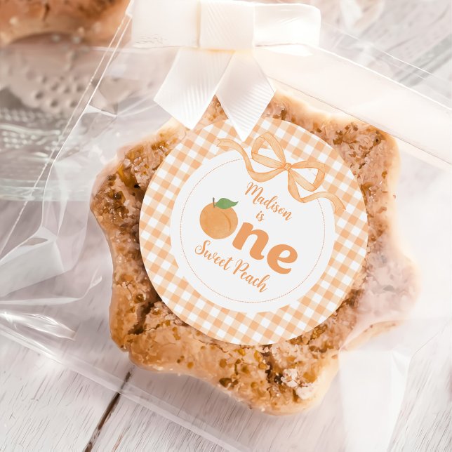 Pegatina Redonda Un dulce Chica Peach primer cumpleaños (Subido por el creador)