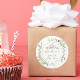 Pegatina Redonda Un dulce comienzo Favor de boda de agradecimiento 