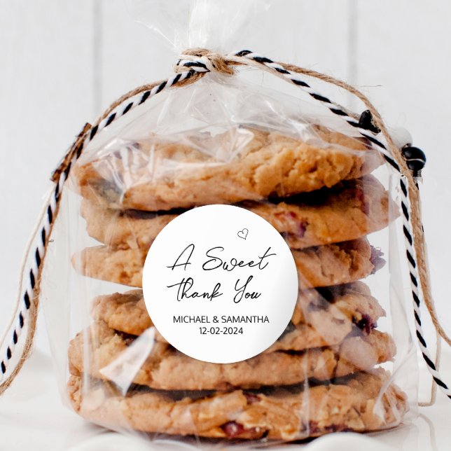 Pegatina Redonda Un dulce Gracias A Boda Favor (A sweet thank you personalized favor sticker)