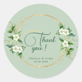 Pegatina Redonda Un dulce gracias Boda del Eucaliptus de la Verdor